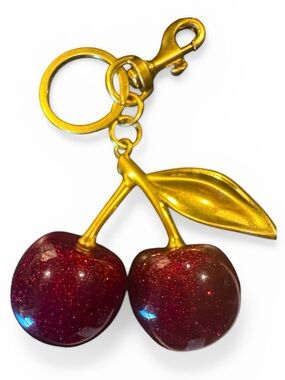 Gold-Tone Red Cherry Bag Charm Keychain
